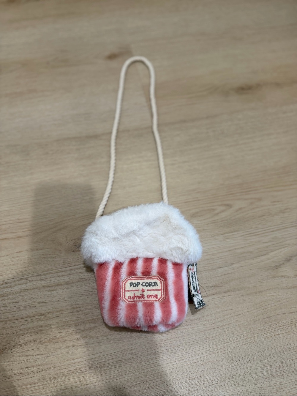 Zara Pink and White Plush Popcorn Mini Crossbody Bag